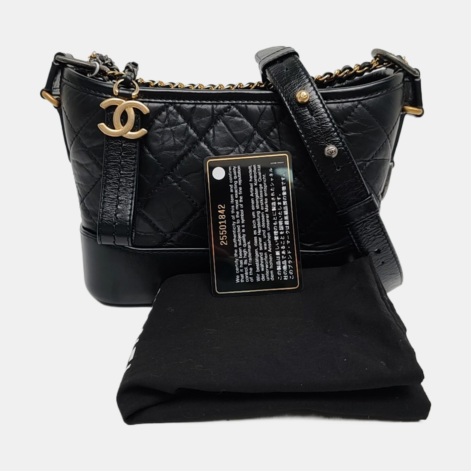 GABRIELLE Small Quilted Calfskin Black