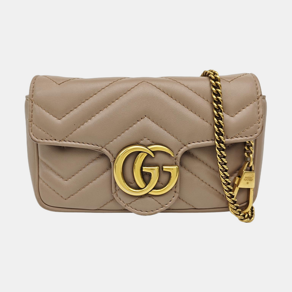 GG Marmont Mini Quilted Calfskin Beige