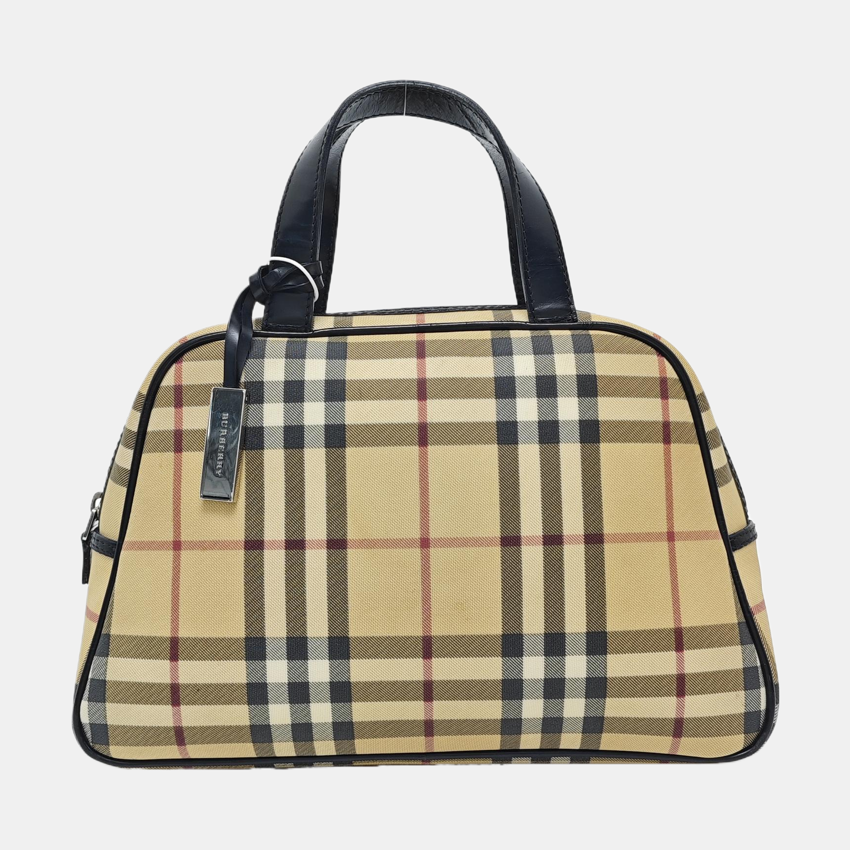 Coated Canvas Top Handle Bag Beige