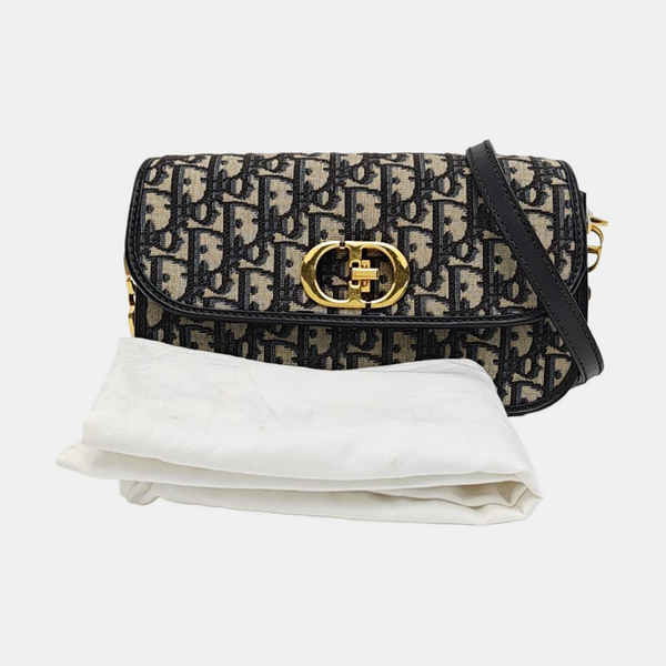 Oblique Canvas Shoulder Bag Blue
