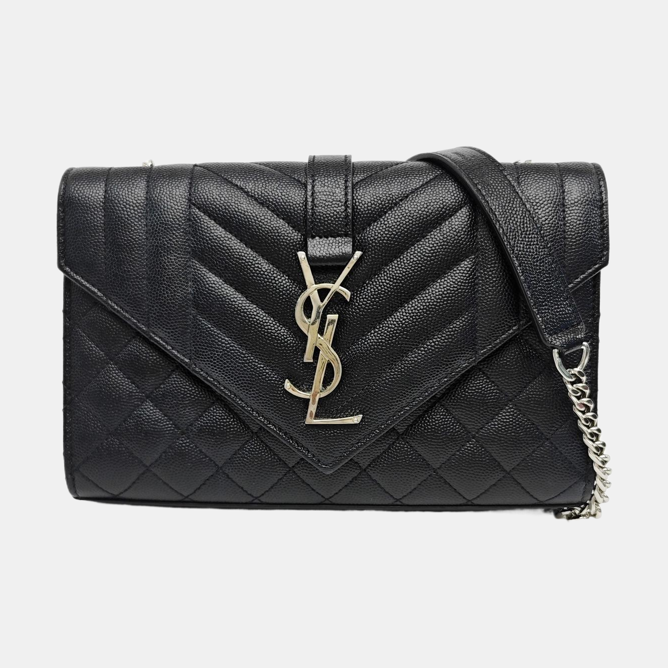 ENVELOPE Small Chevron Calfskin Black