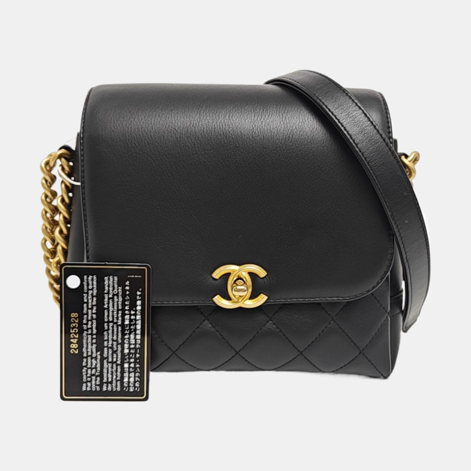 Quilted Calfskin Shoulder Bag Black