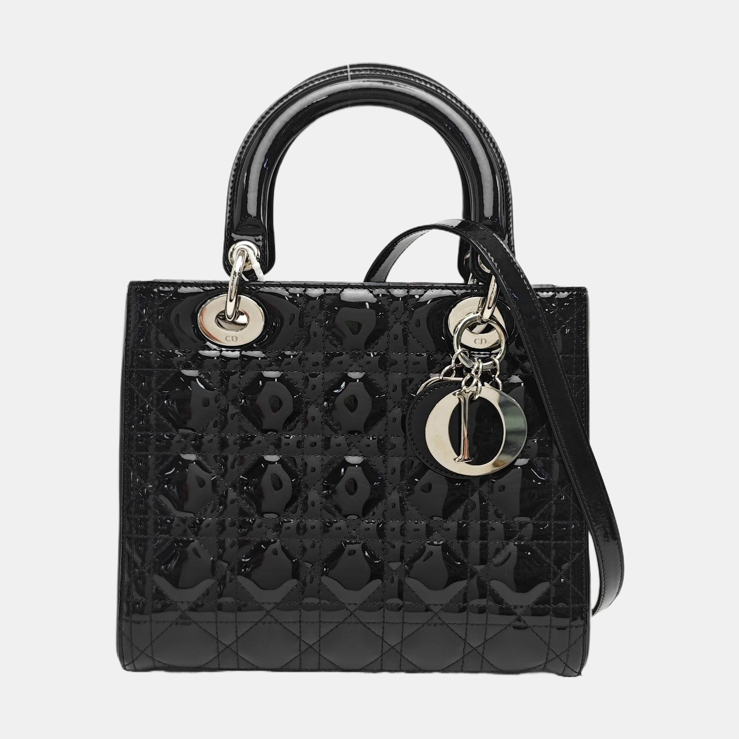 Lady Dior Medium Cannage Patent Leather Black
