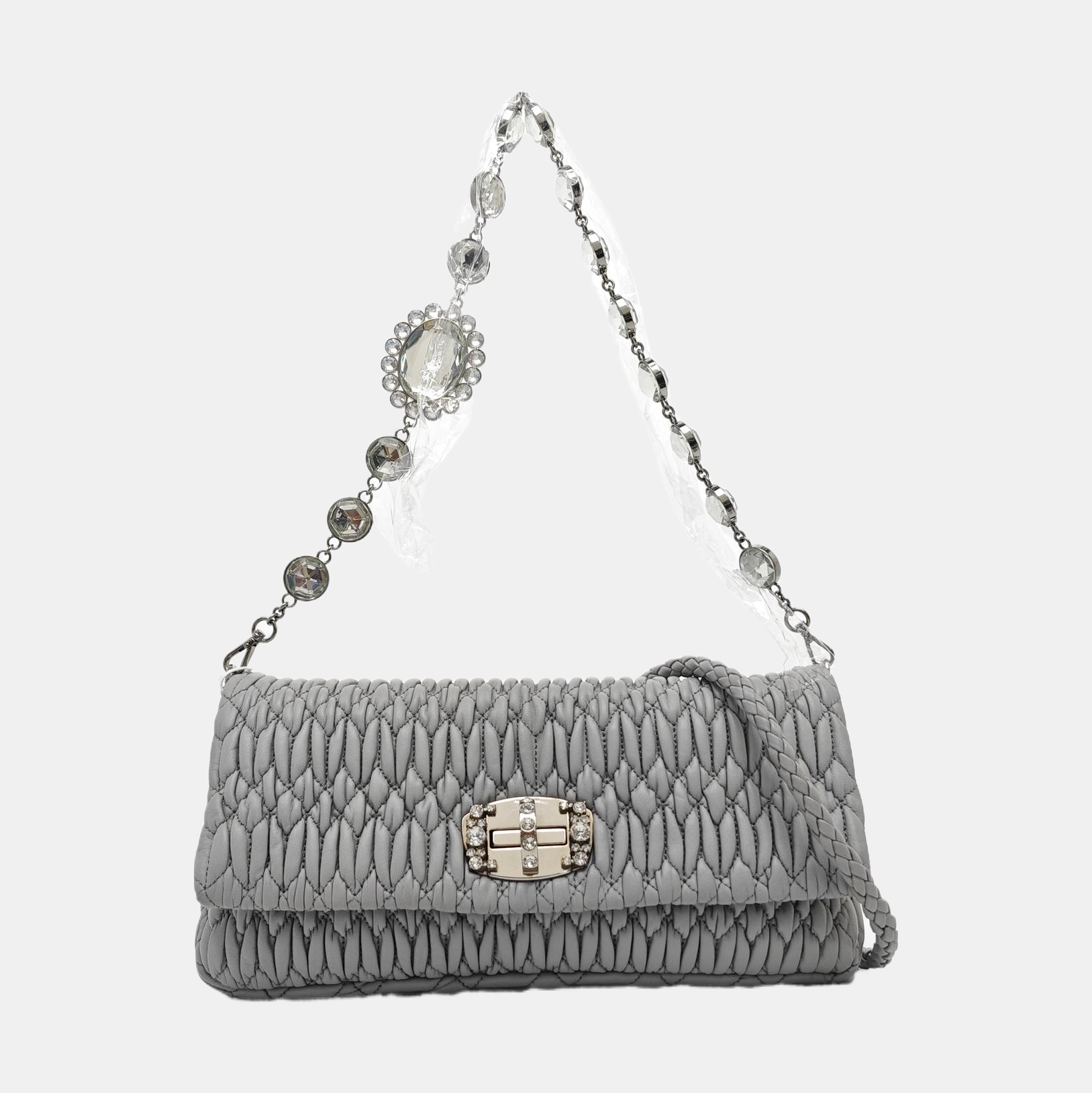 Crystal Quilted Lambskin Gray