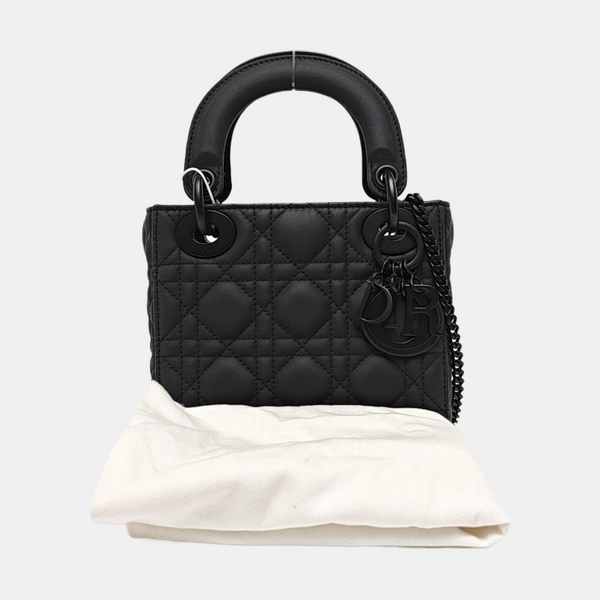 Lady Dior Mini Cannage Calfskin Black