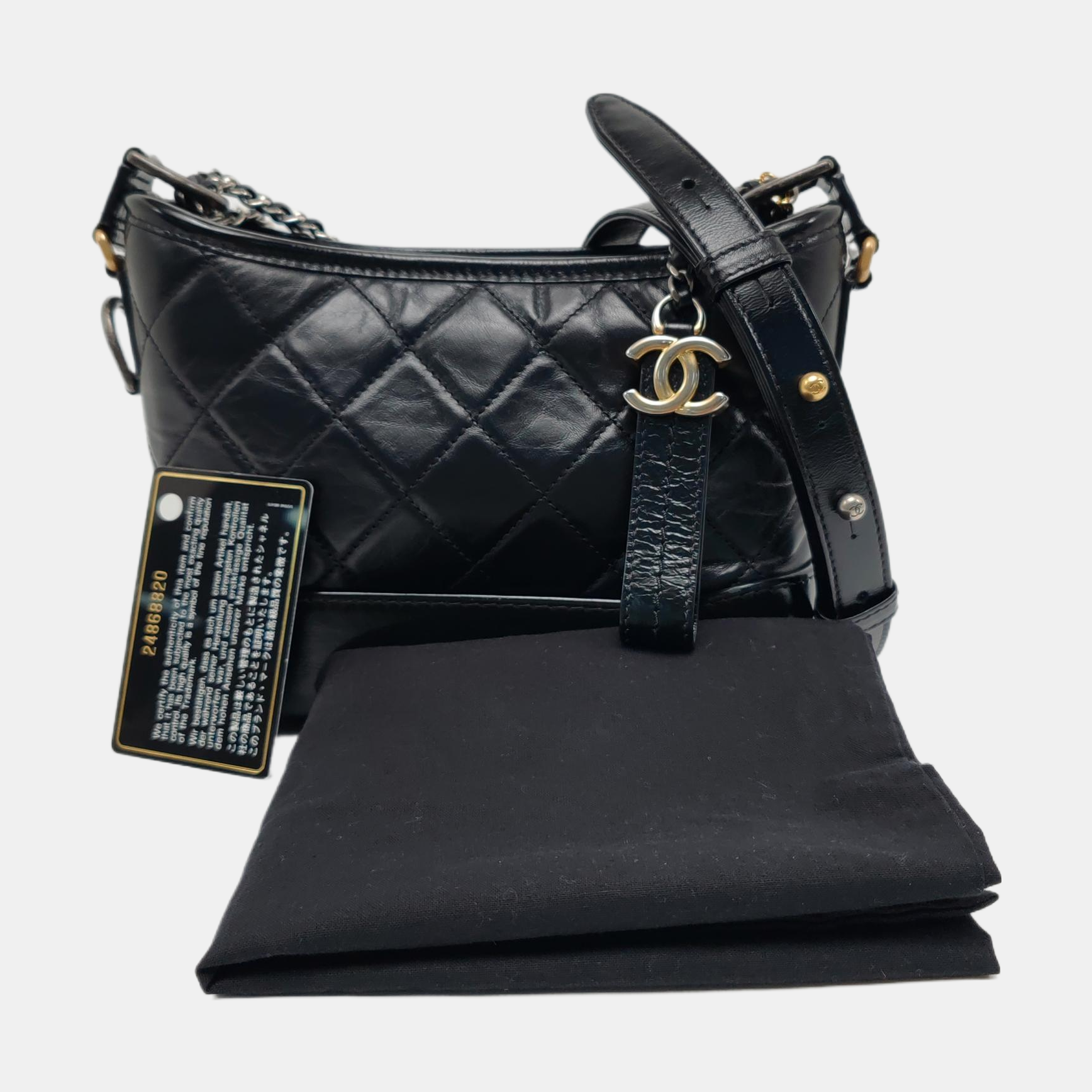 GABRIELLE Small Quilted Vintage Calf Black