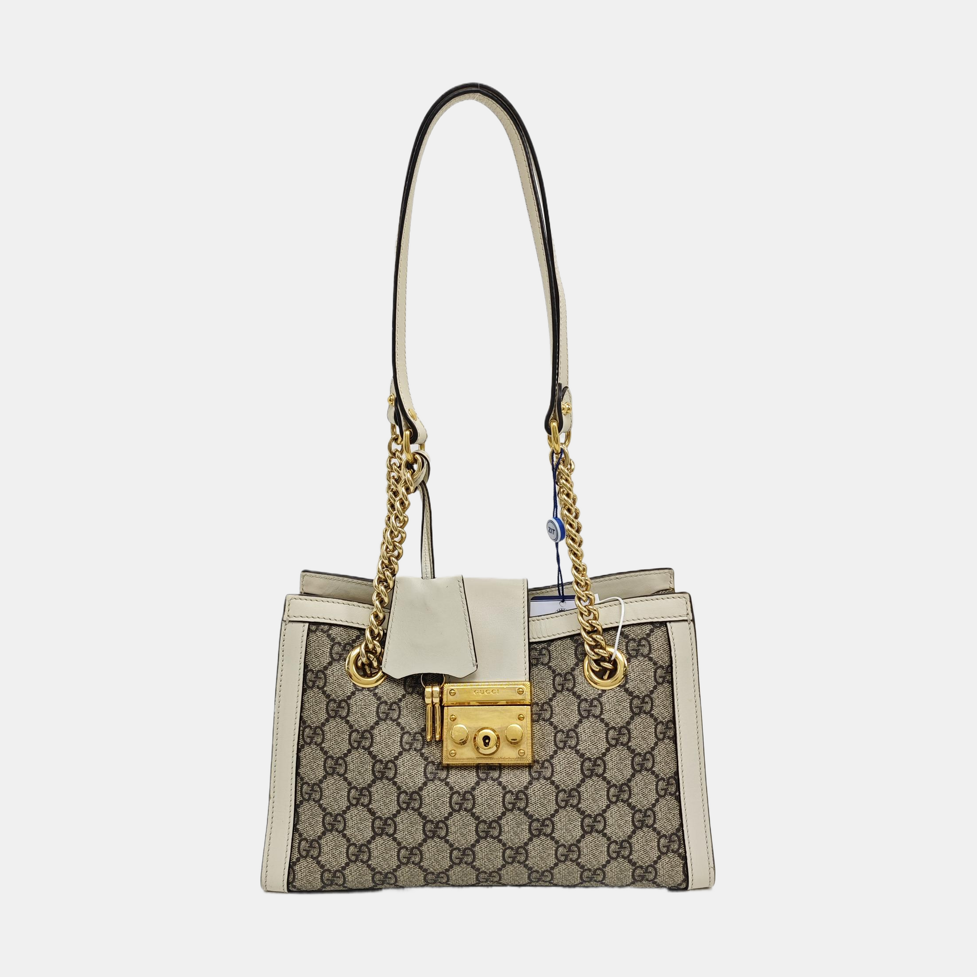 Padlock Small Monogram Coated Canvas Beige