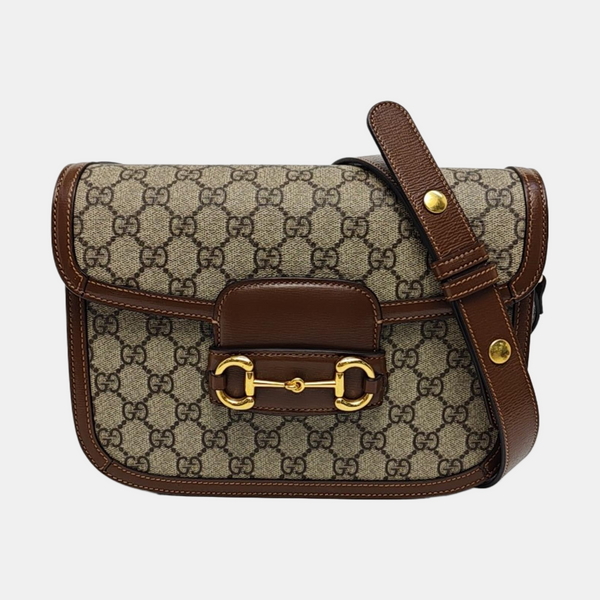 Horsebit 1955 Medium Monogram Coated Canvas Beige