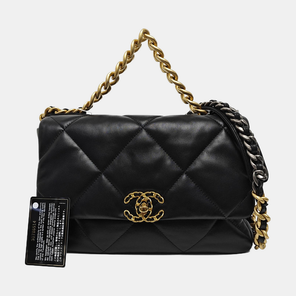 CHANEL 19 Large Quilted Lambskin Black