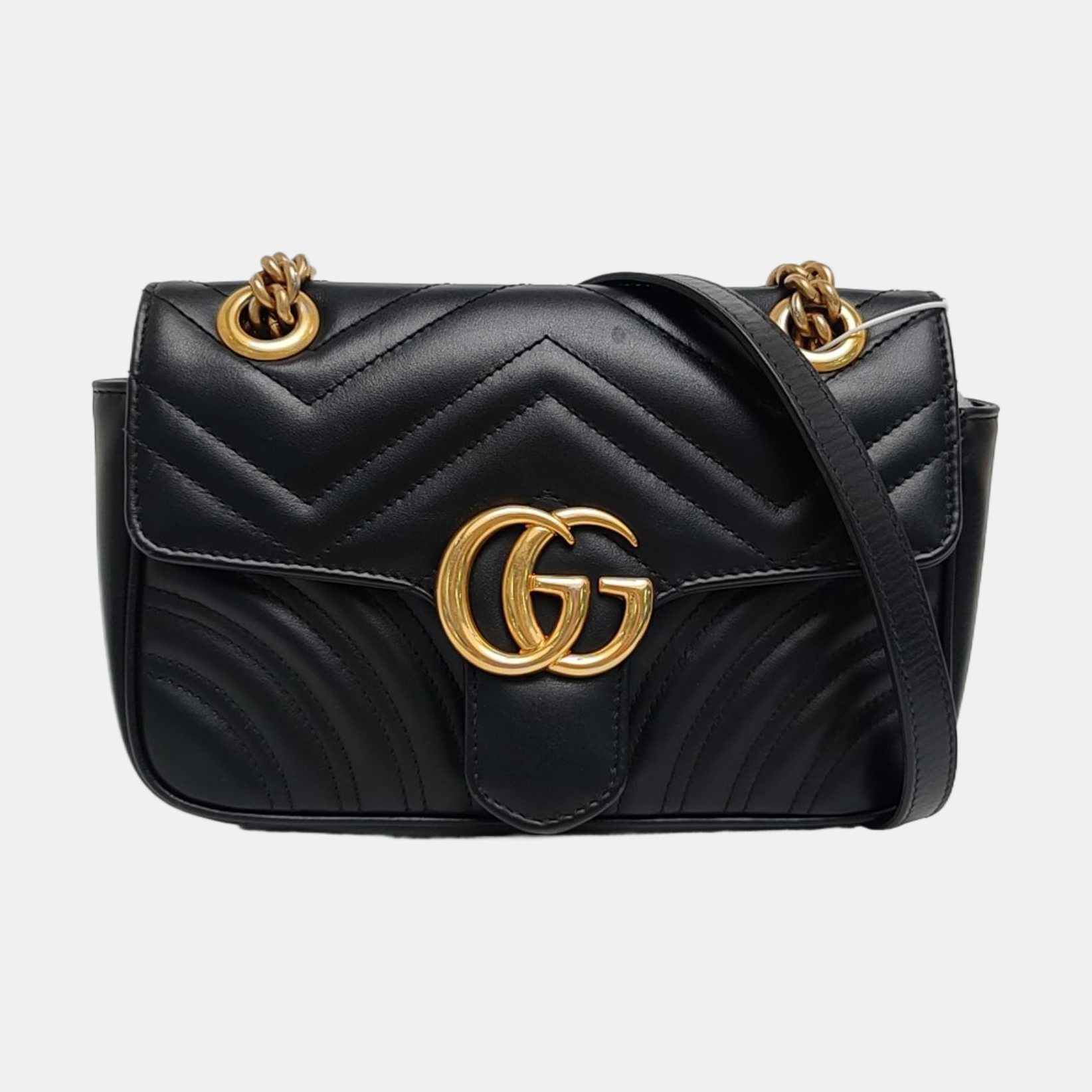 GG Marmont Small Quilted Calfskin Black