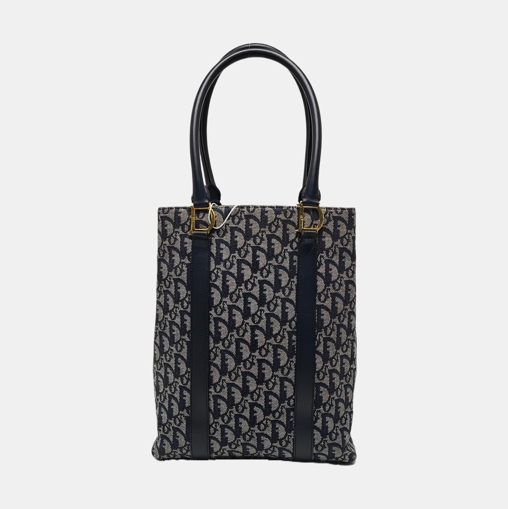Oblique Canvas Tote Bag Blue