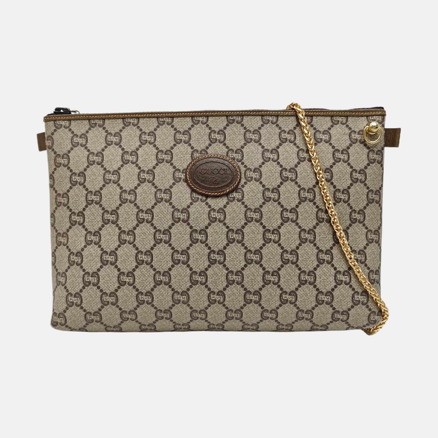 Monogram Coated Canvas Clutch Beige