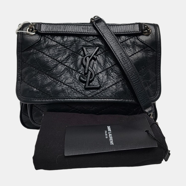 NIKI Small Chevron Calfskin Black