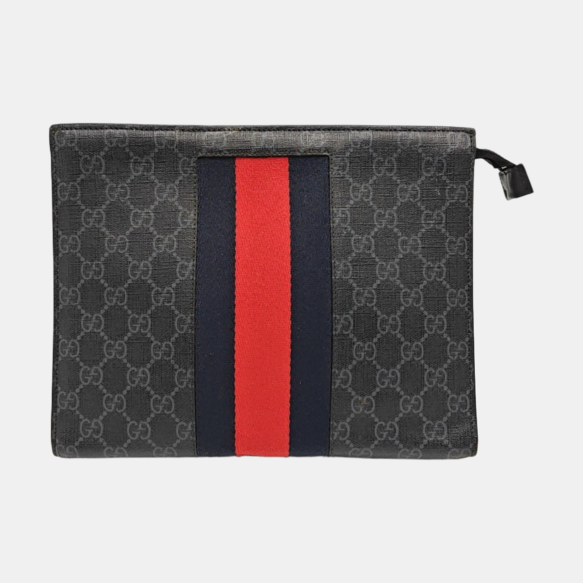 GG Supreme Monogram Coated Canvas Gray