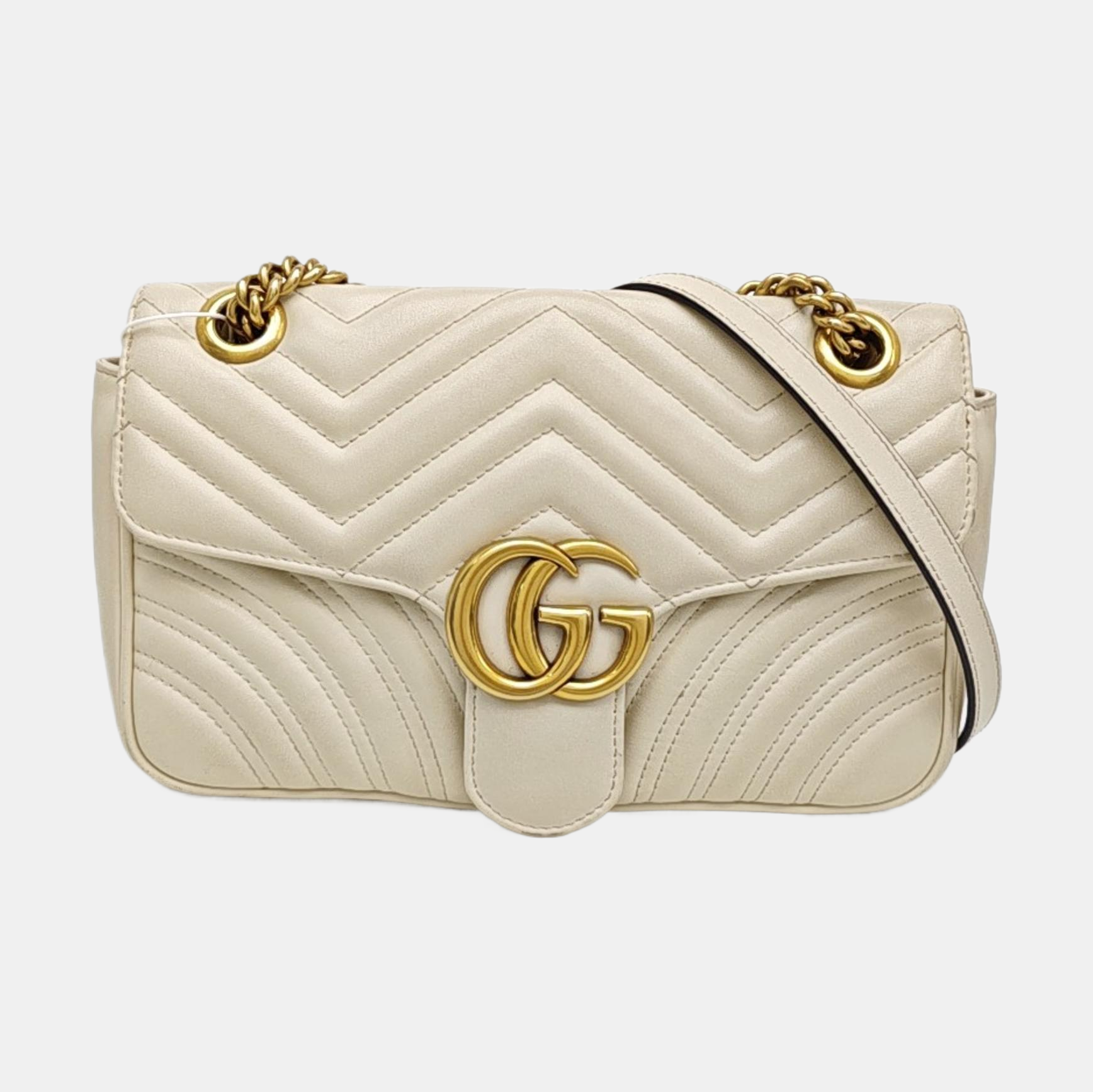 GG Marmont Medium Quilted Calfskin White