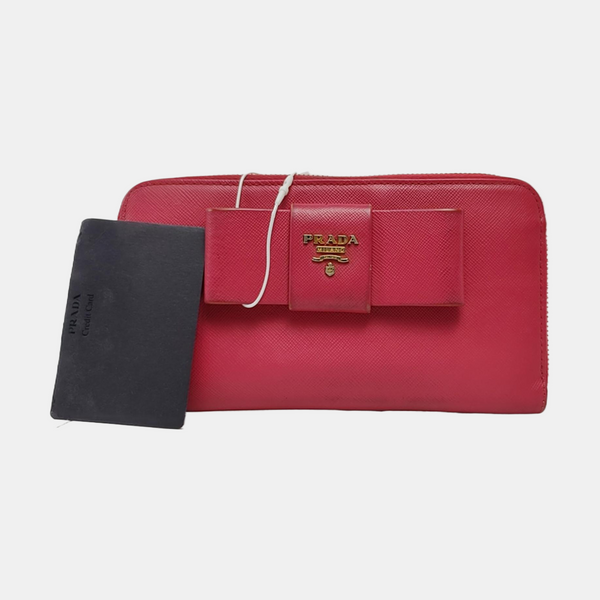 Fiocco Bow Saffiano Calfskin Red Wallet