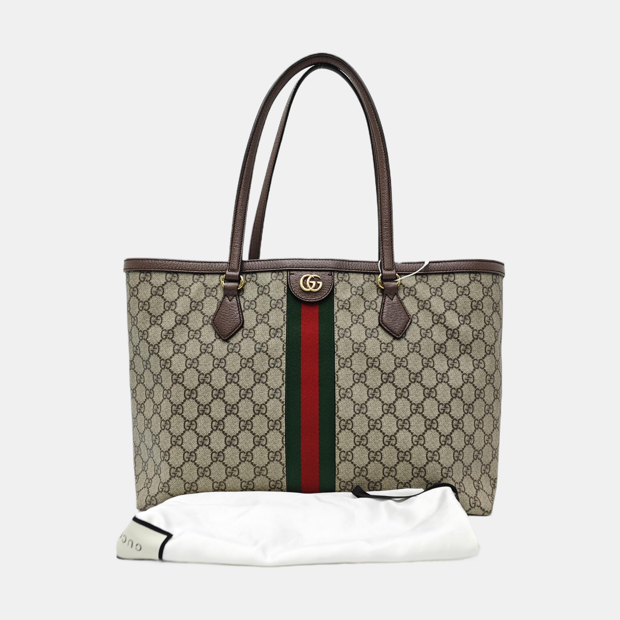 Ophidia Medium Monogram Coated Canvas Beige