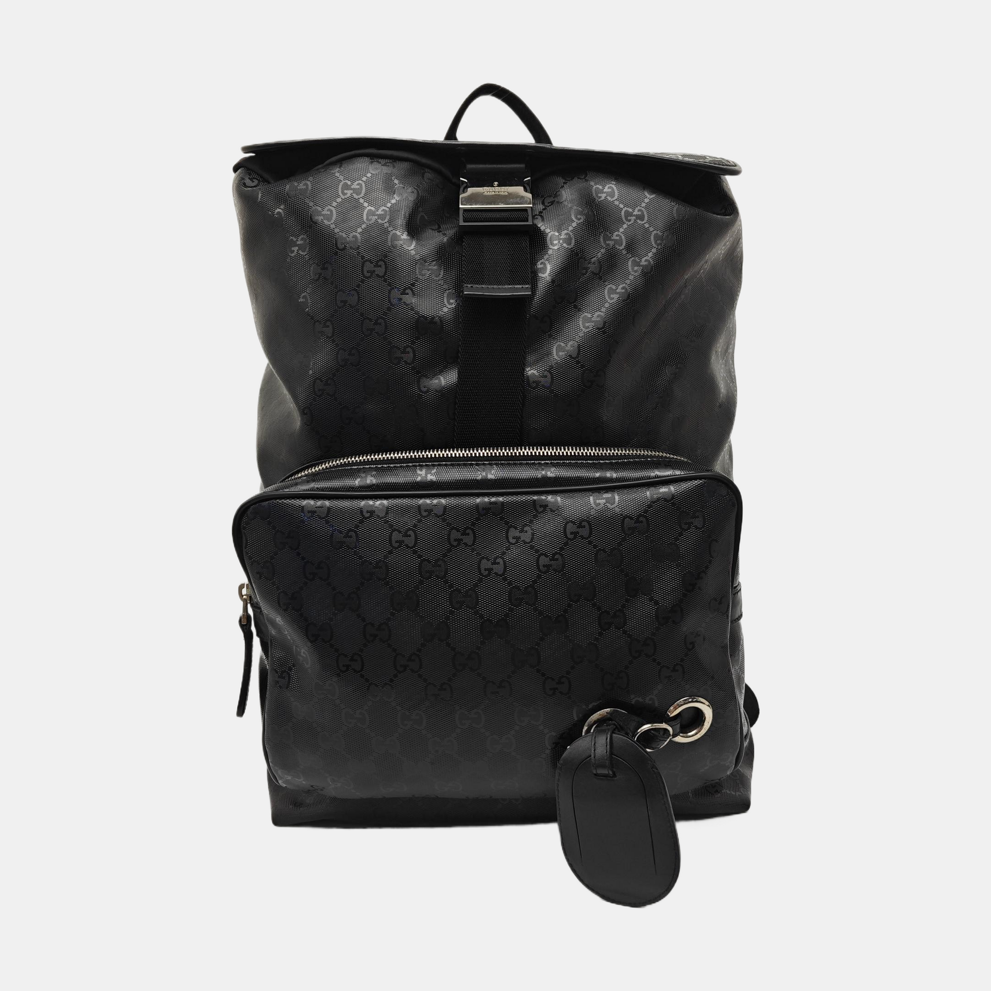 Monogram Coated Canvas Backpack Black