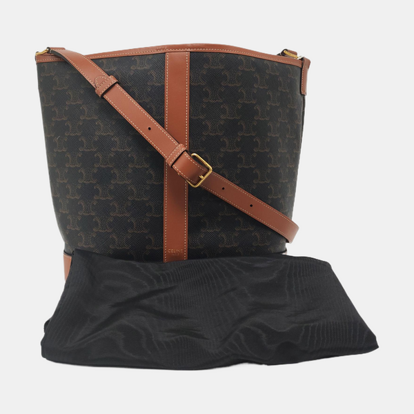 Authenticated pre-owned  TRIOMPHE CANVAS Medium Coated Canvas Brown - Bucket Bag at Looply