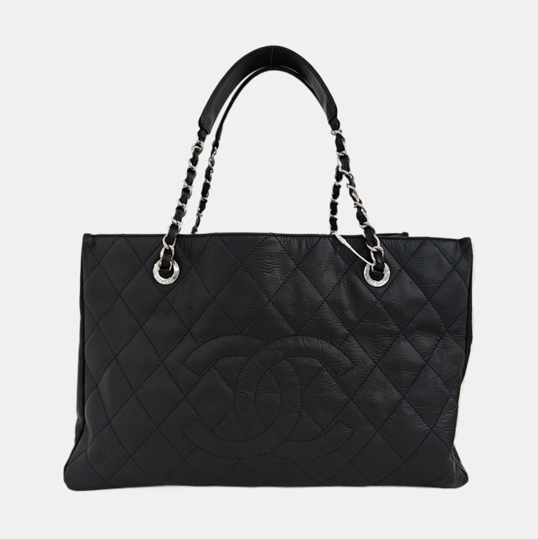 Quilted Calfskin Tote Bag Blue