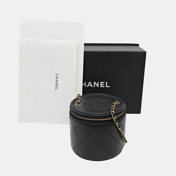 Quilted Lambskin Shoulder Bag Black