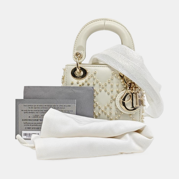 Lady Dior Super Mini Cannage Lambskin White