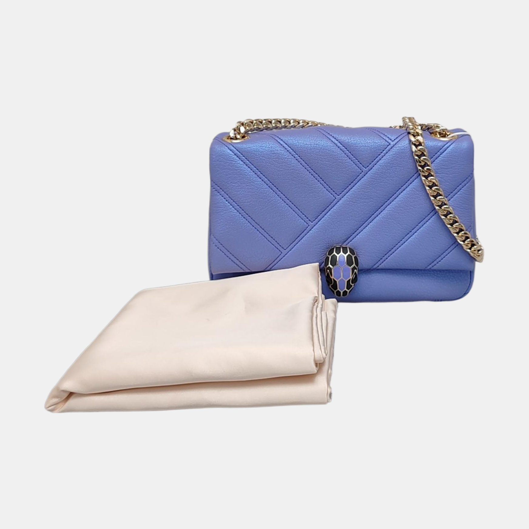 SERPENTI CABOCHON Small Quilted Lambskin Blue
