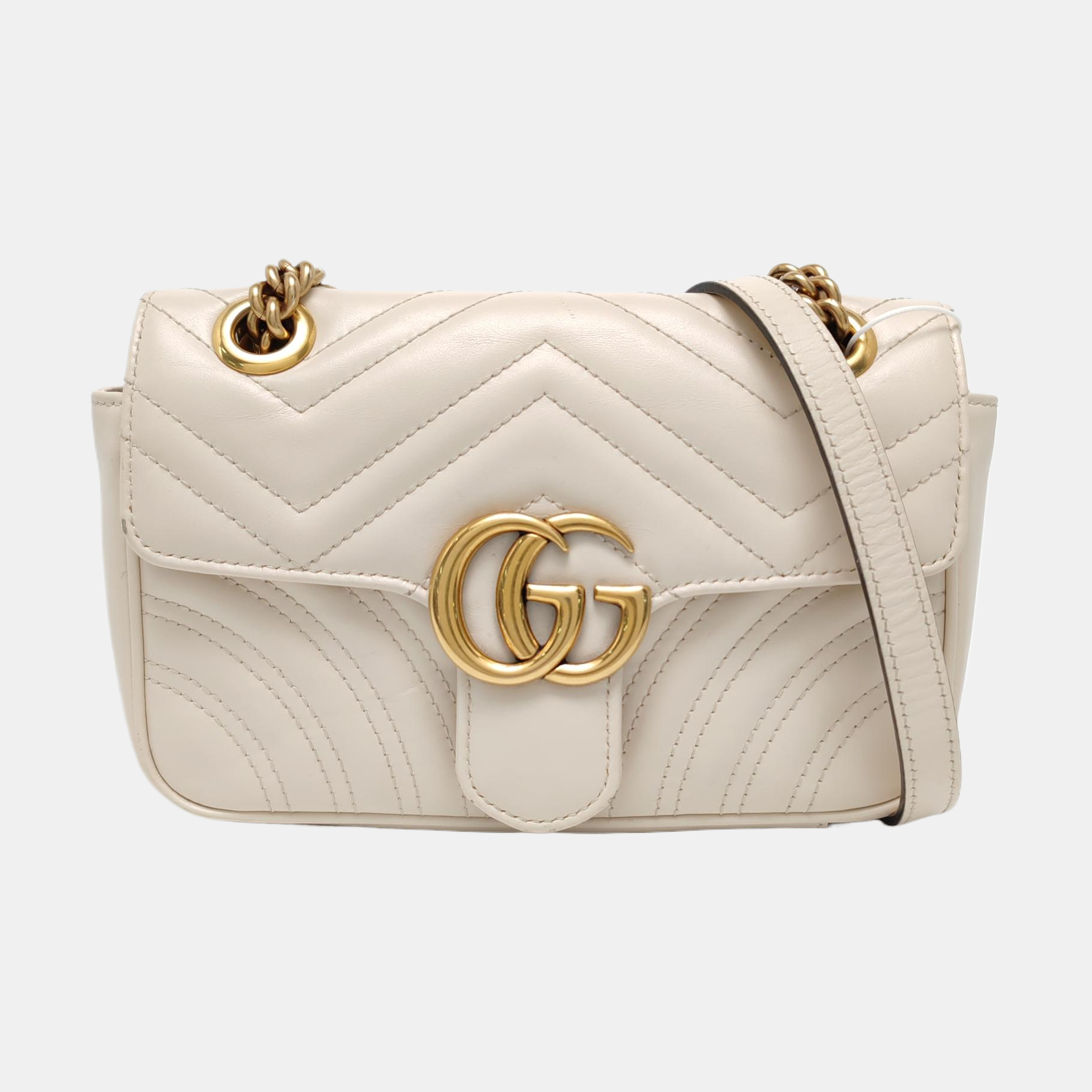 GG Marmont Small Quilted Calfskin White