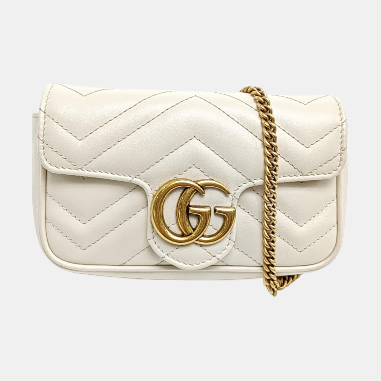 GG Marmont Mini Quilted Calfskin White