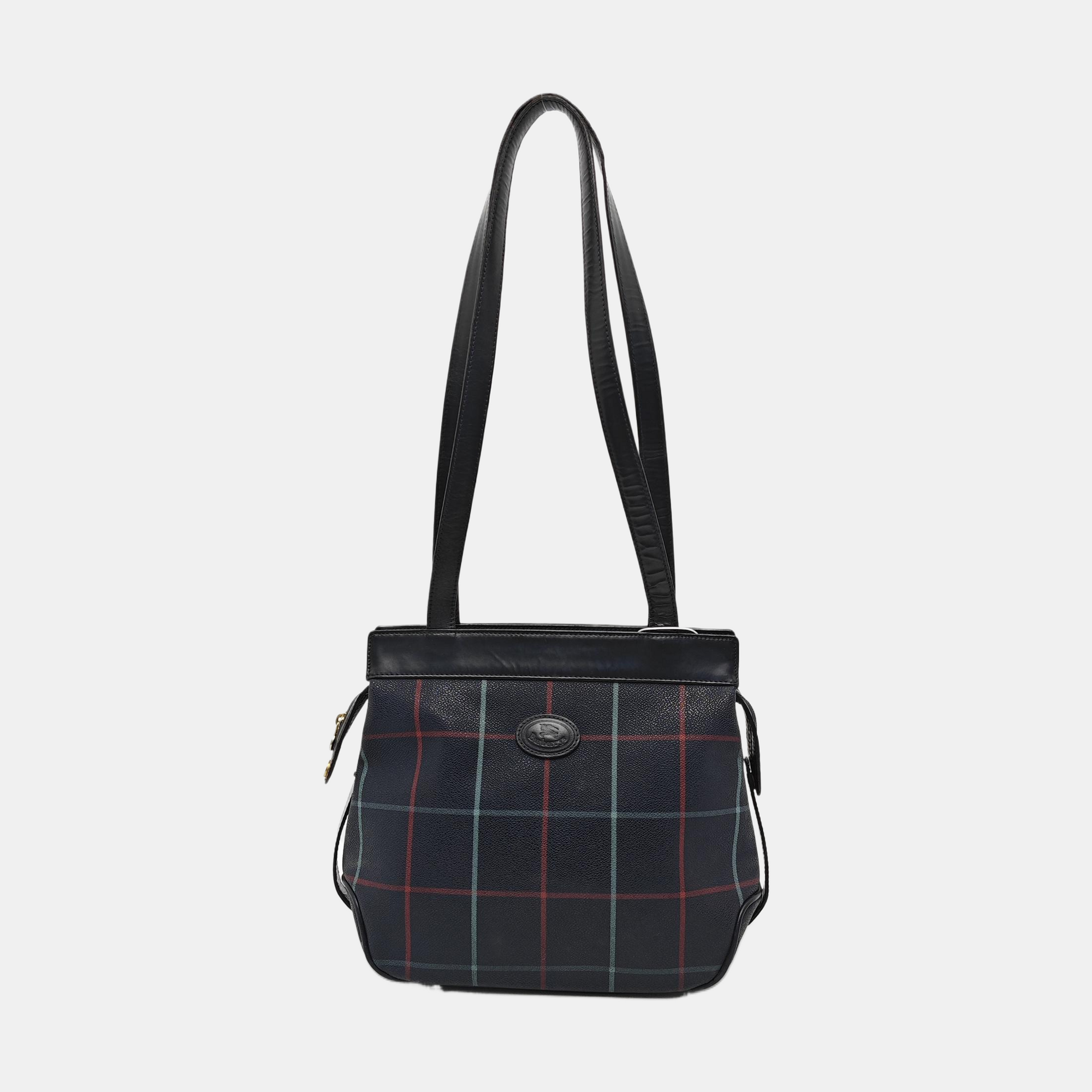 Coated Canvas Shoulder Bag Blue