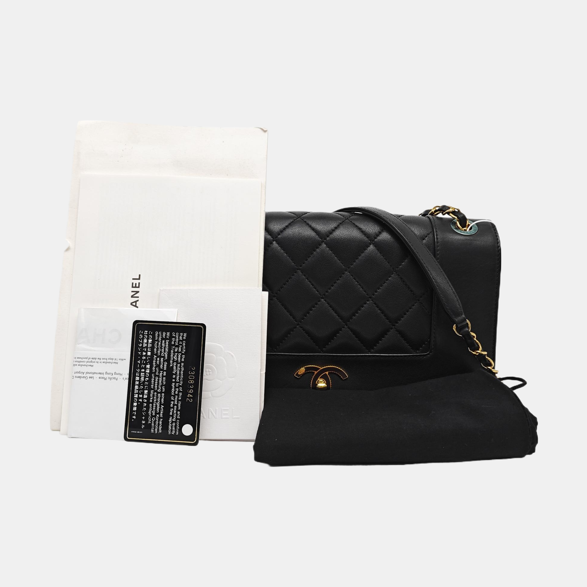 MADEMOISELLE Large Quilted Calfskin Black