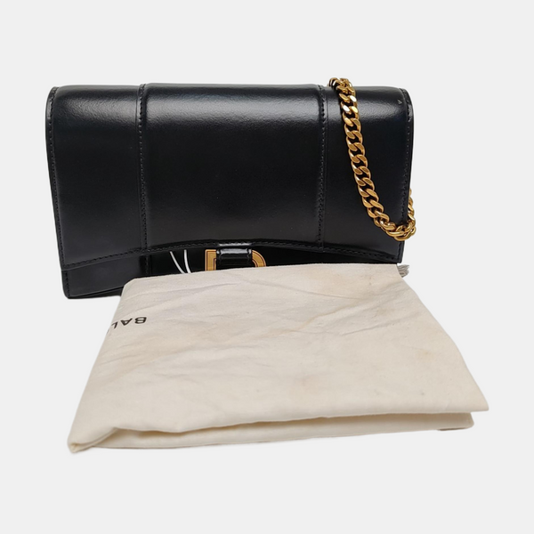 Hourglass Wallet On Chain Mini Calfskin Black
