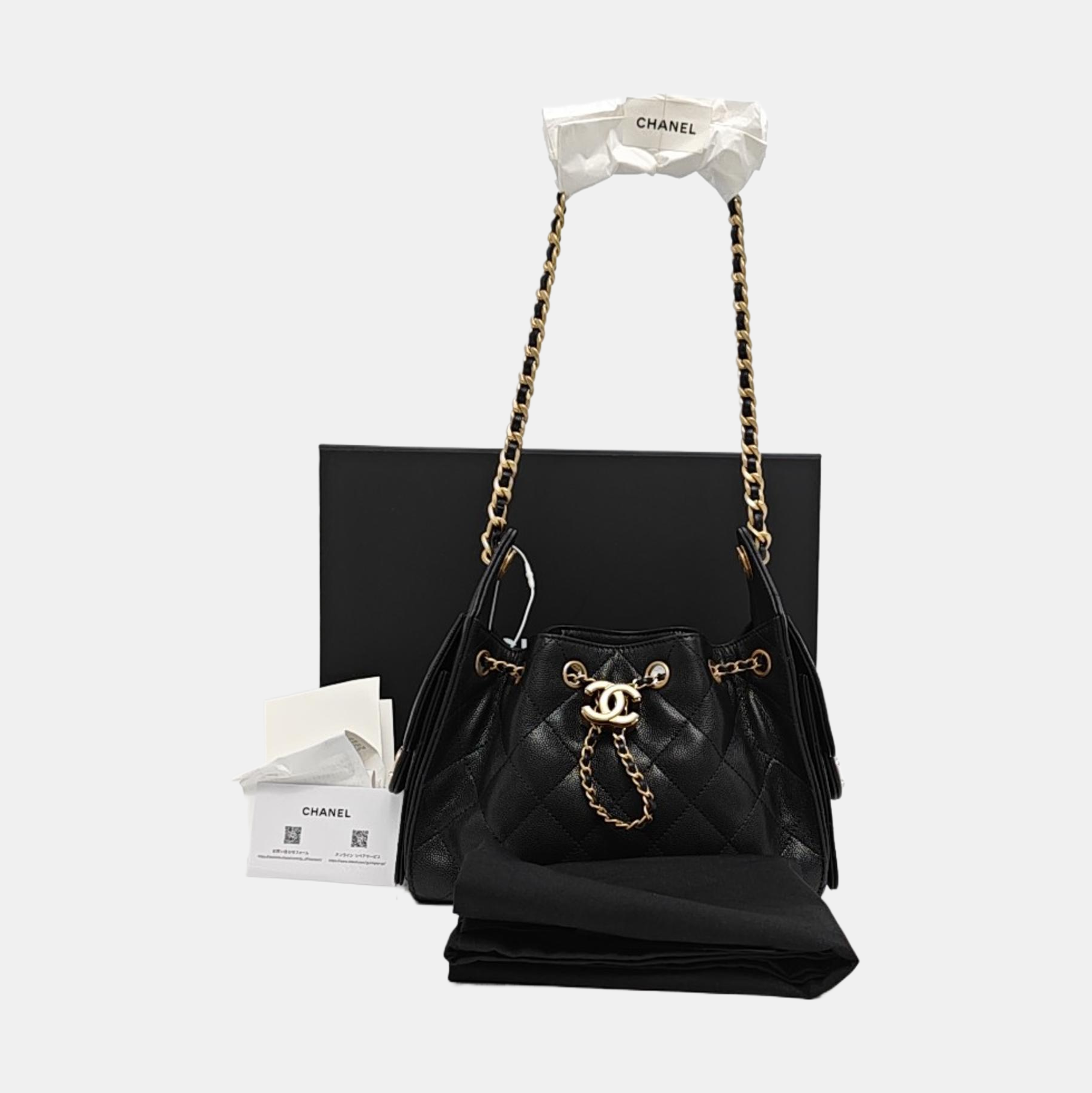 CHANEL 25 Mini Quilted Grained Calfskin Black
