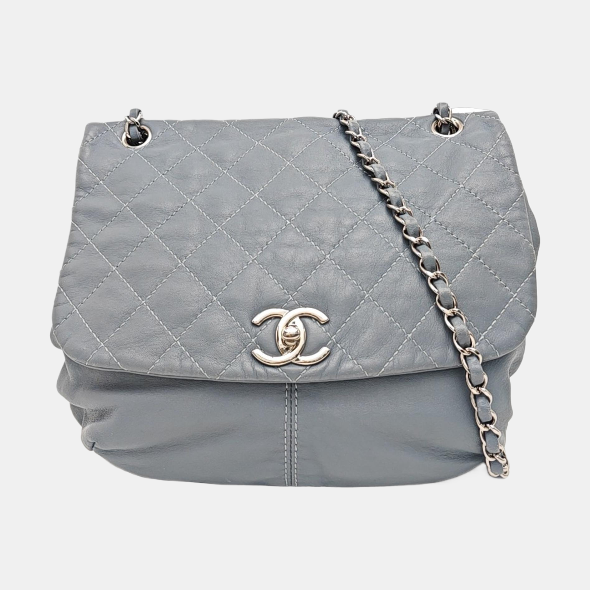 Quilted Lambskin Shoulder Bag Blue