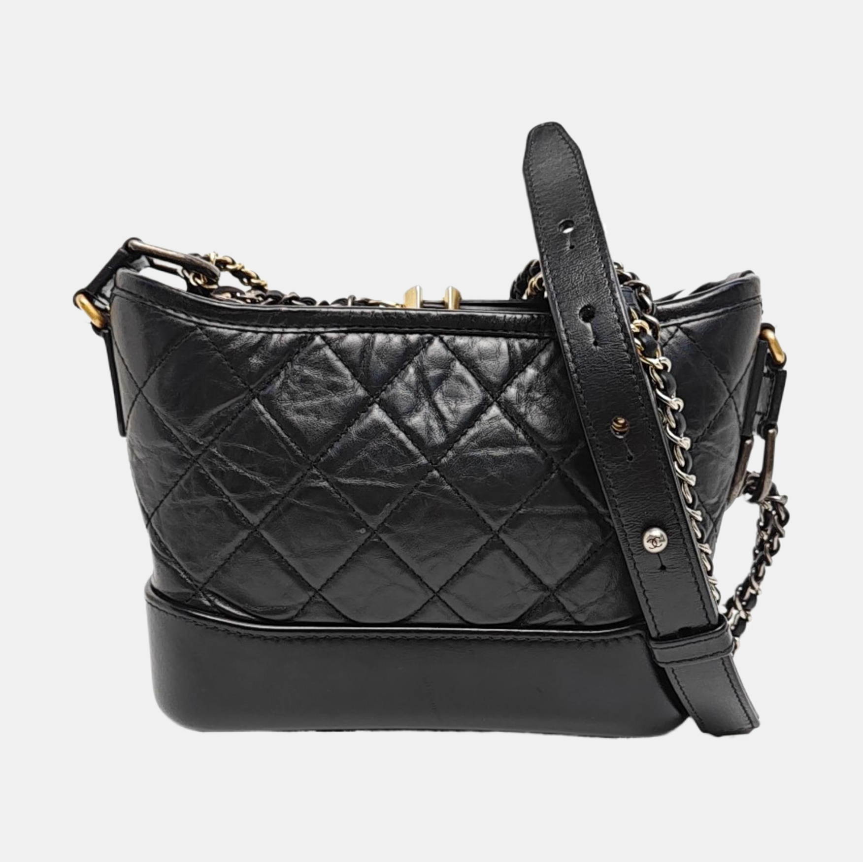 GABRIELLE Small Quilted Vintage Calf Black
