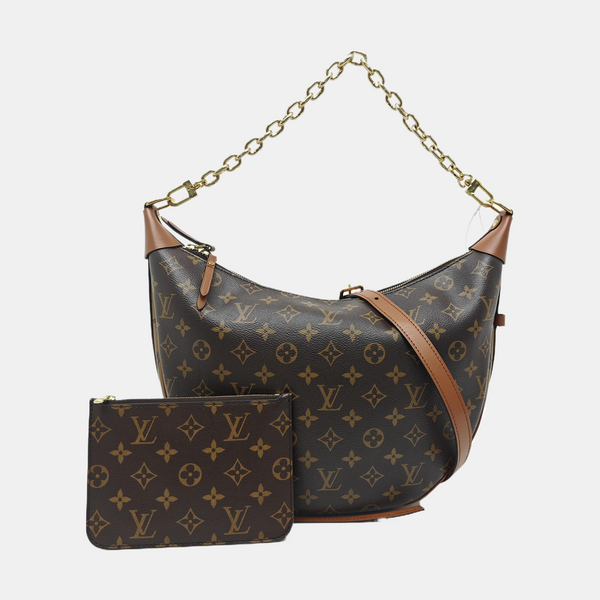 LOOP HOBO Monogram Coated Canvas Brown