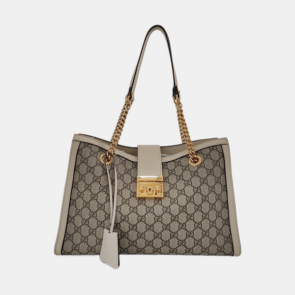 Authenticated pre-owned  Padlock Medium Monogram Coated Canvas Beige - Tote Bag at Looply