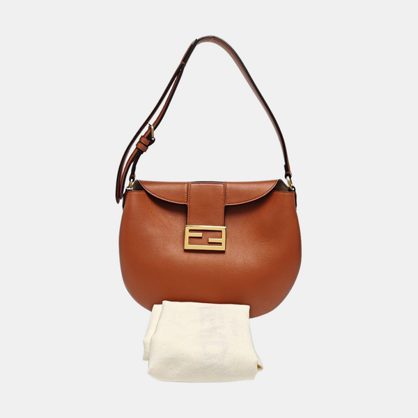 Calfskin Shoulder Bag Small Brown