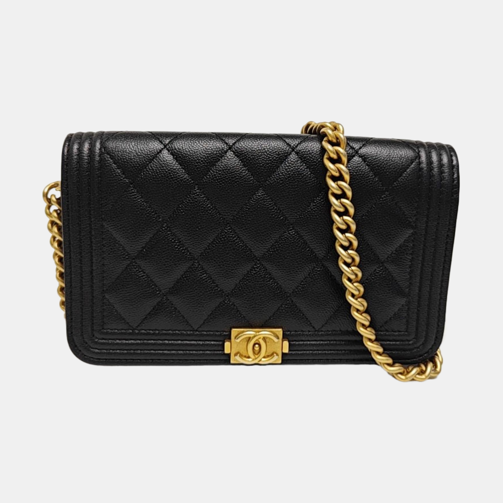 BOY CHANEL Mini Quilted Grained Calfskin Black