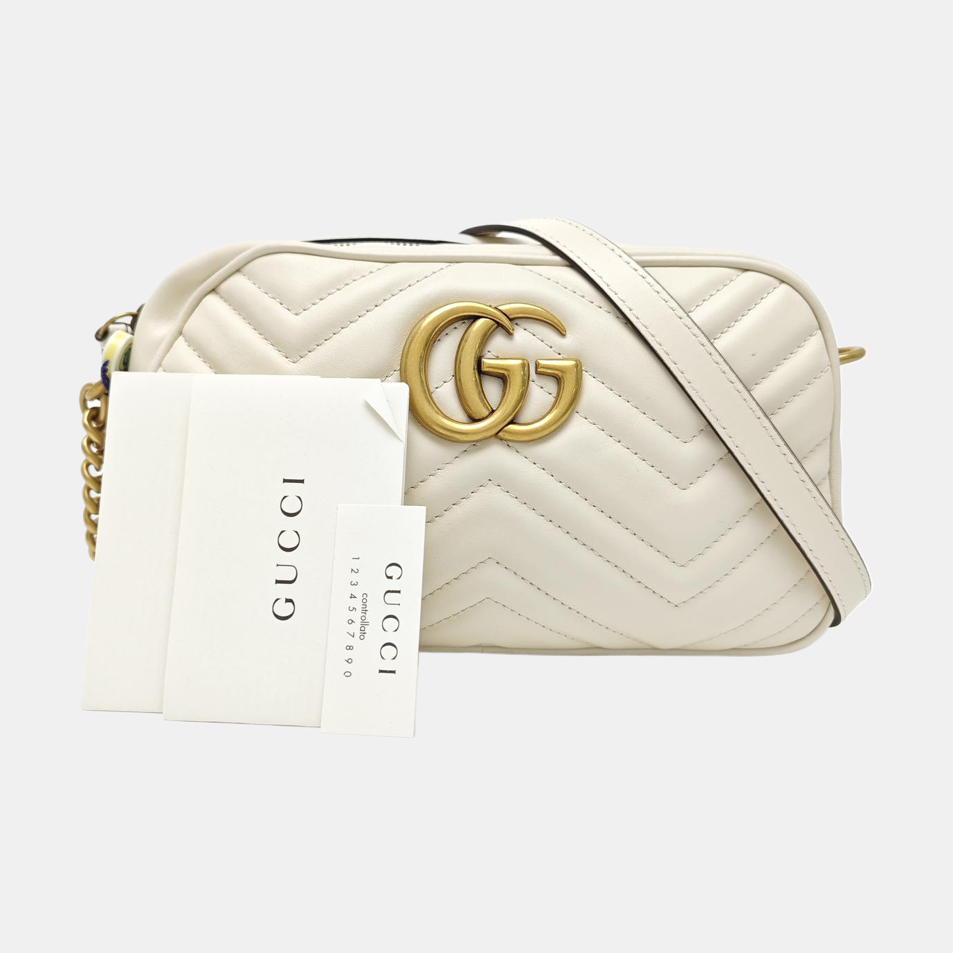 GG Marmont Small Quilted Calfskin White