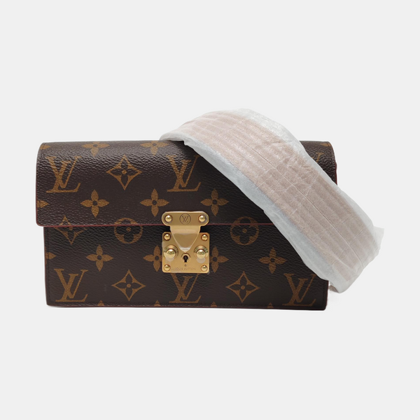 S LOCK Monogram Coated Canvas Brown