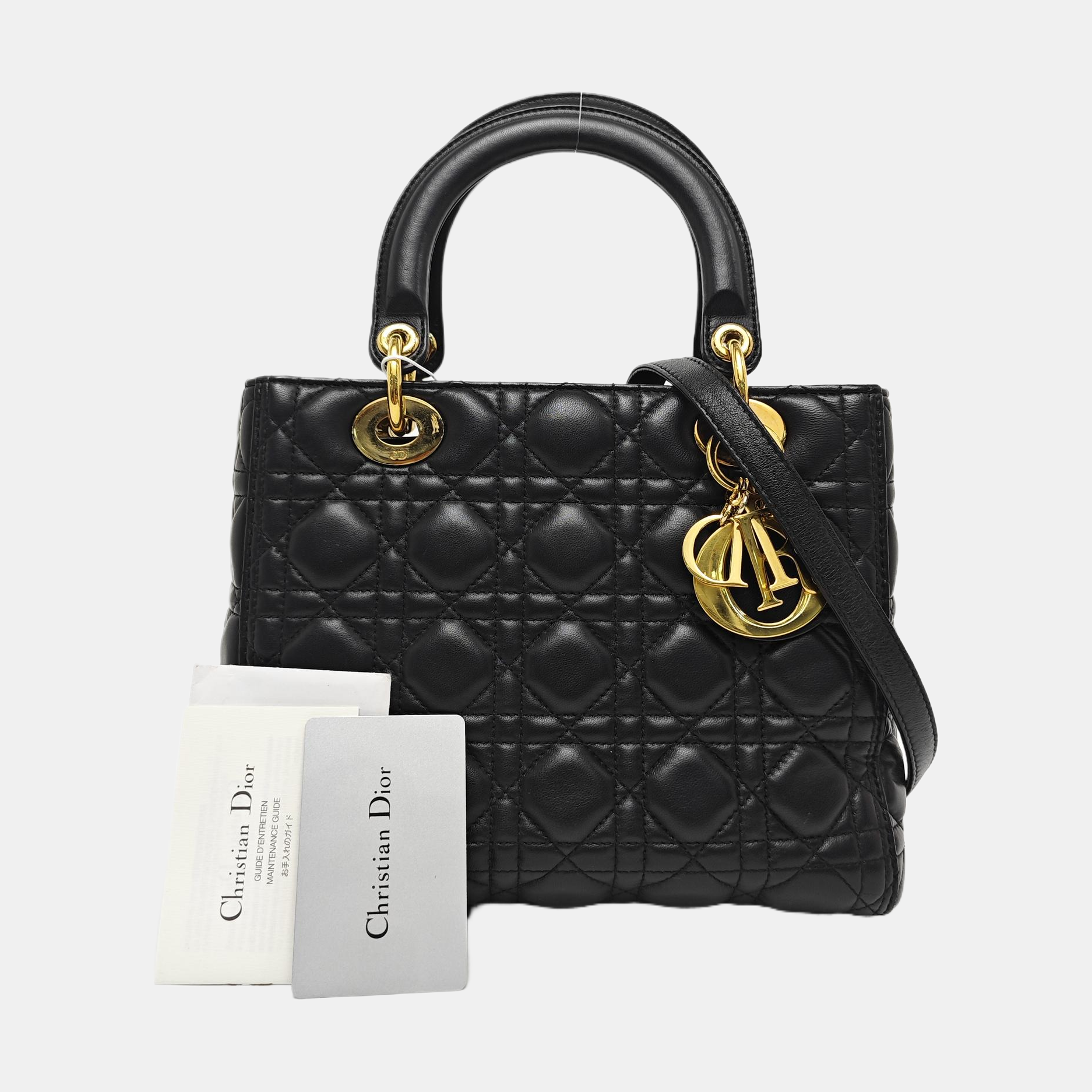 Lady Dior Medium Cannage Lambskin Black