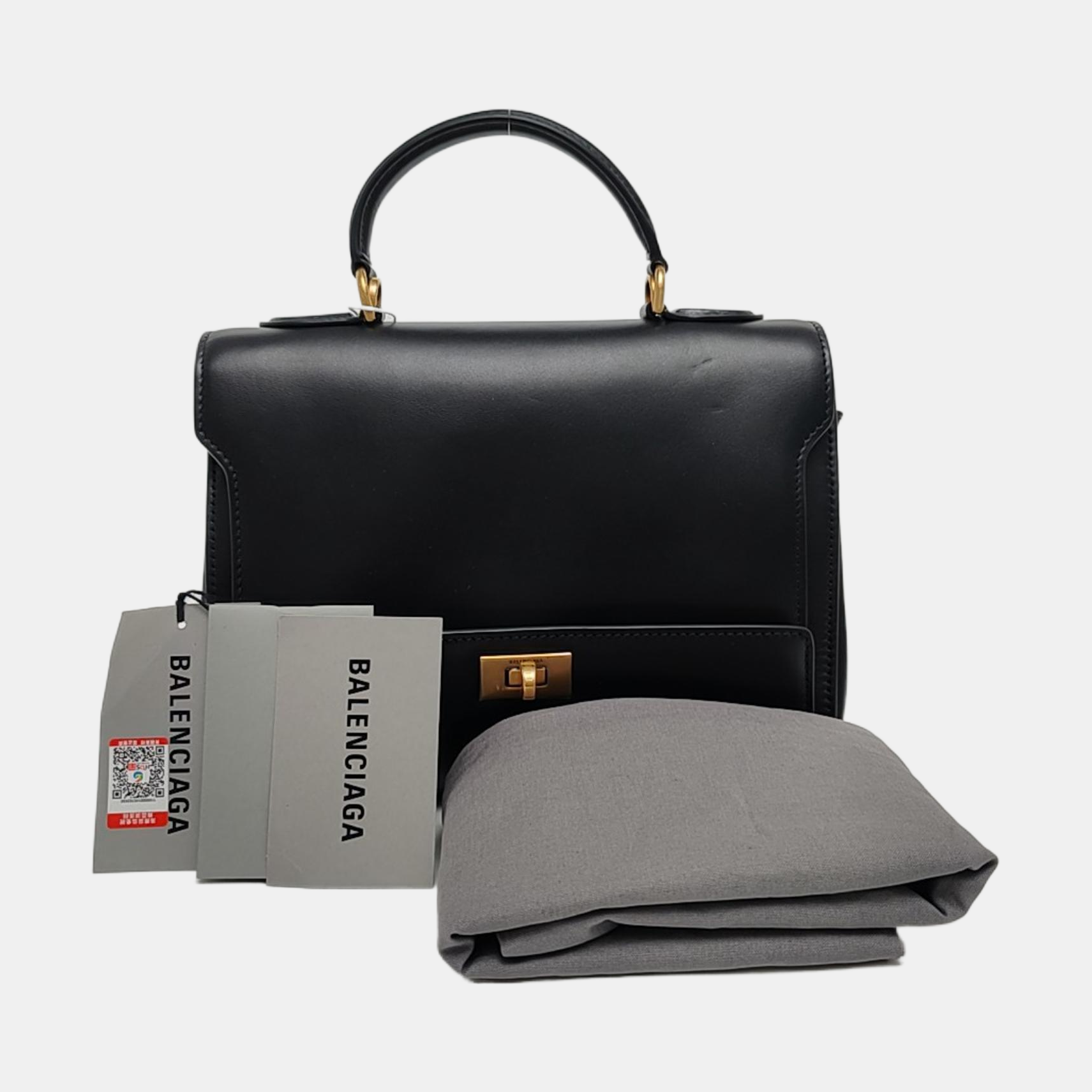 Calfskin Top Handle Bag Black