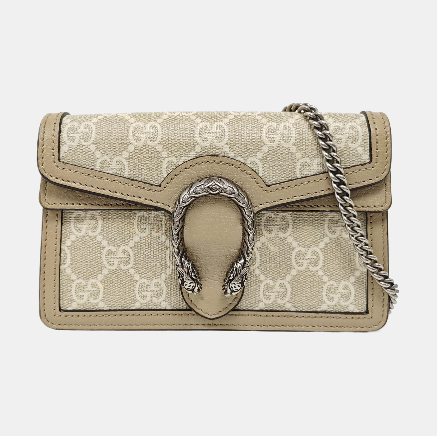 Dionysus Super Mini Monogram Coated Canvas Beige