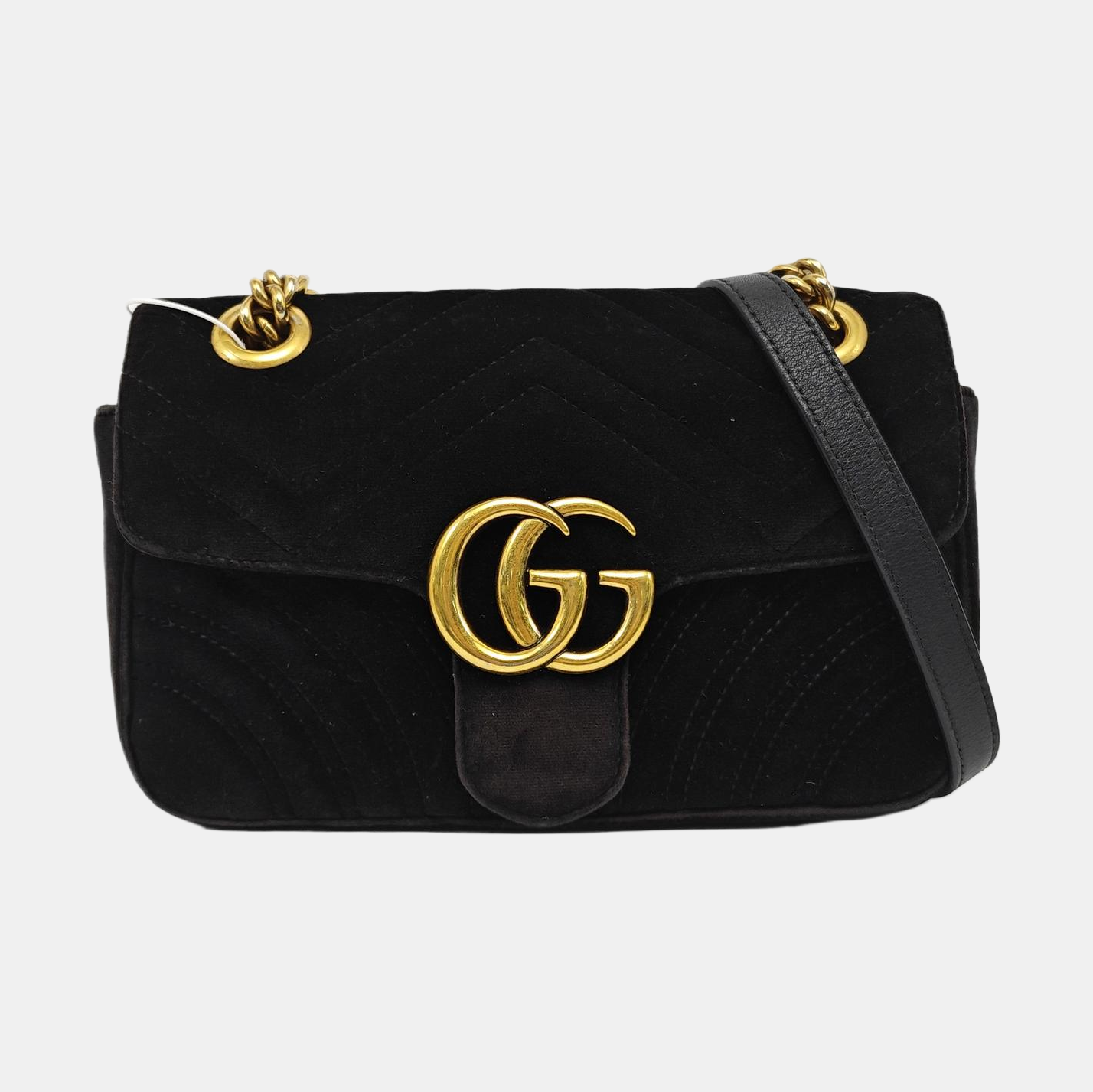 GG Marmont Small Quilted Velvet Black
