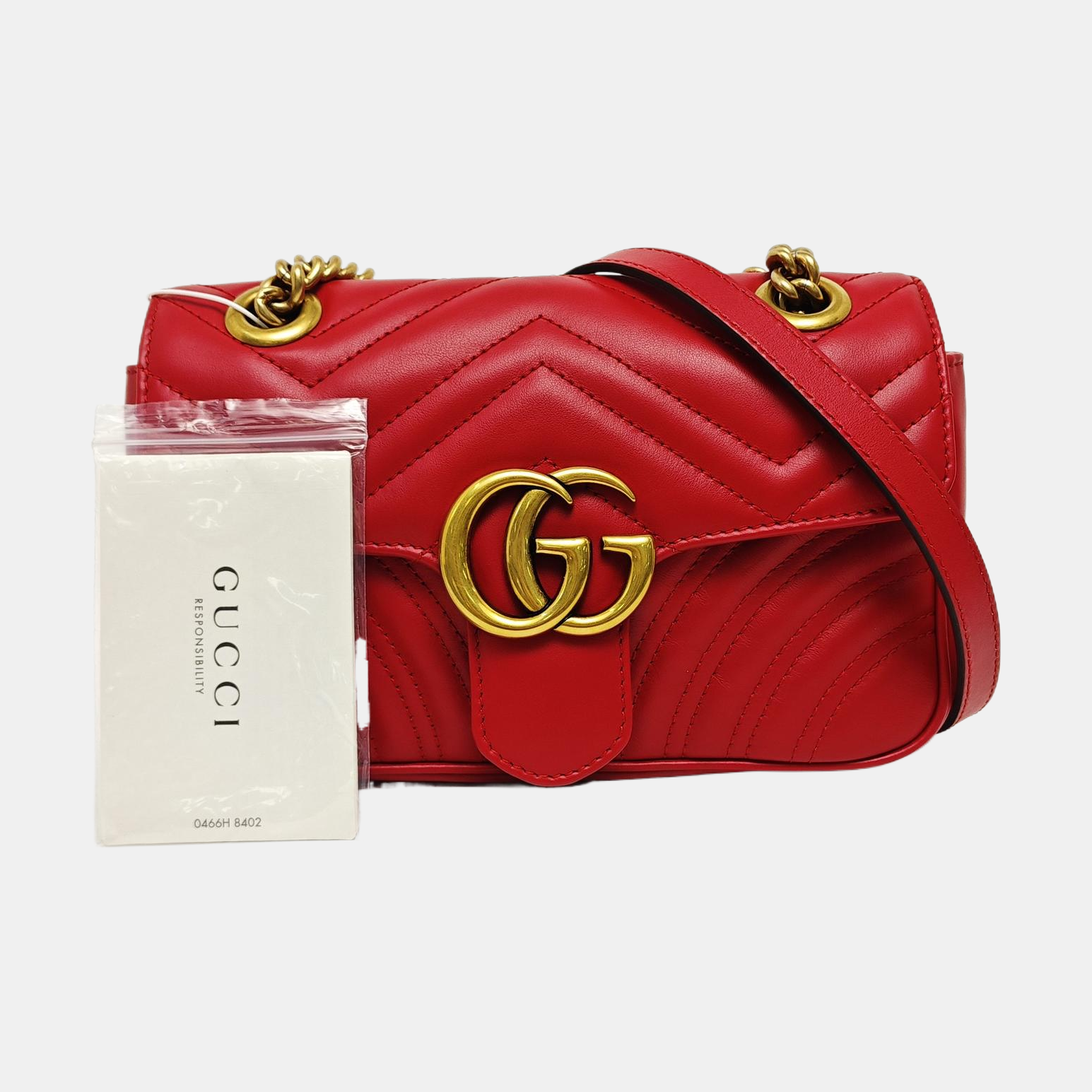 GG Marmont Pequeño Piel Acolchada Roja