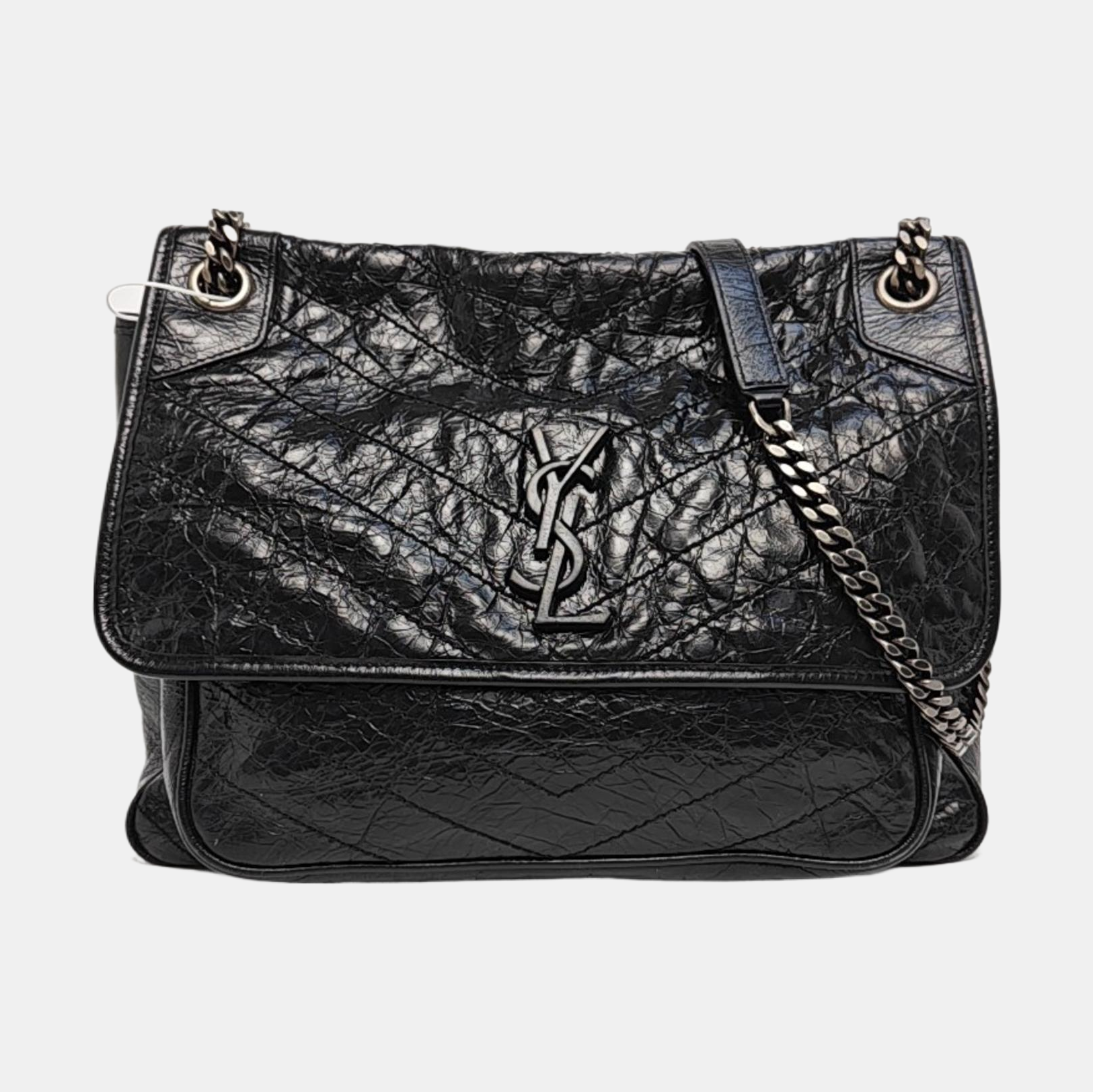 NIKI Large Chevron Calfskin Black