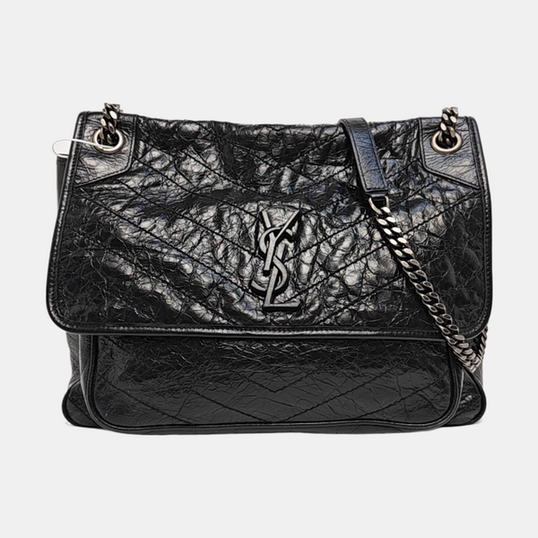 NIKI Large Chevron Calfskin Black