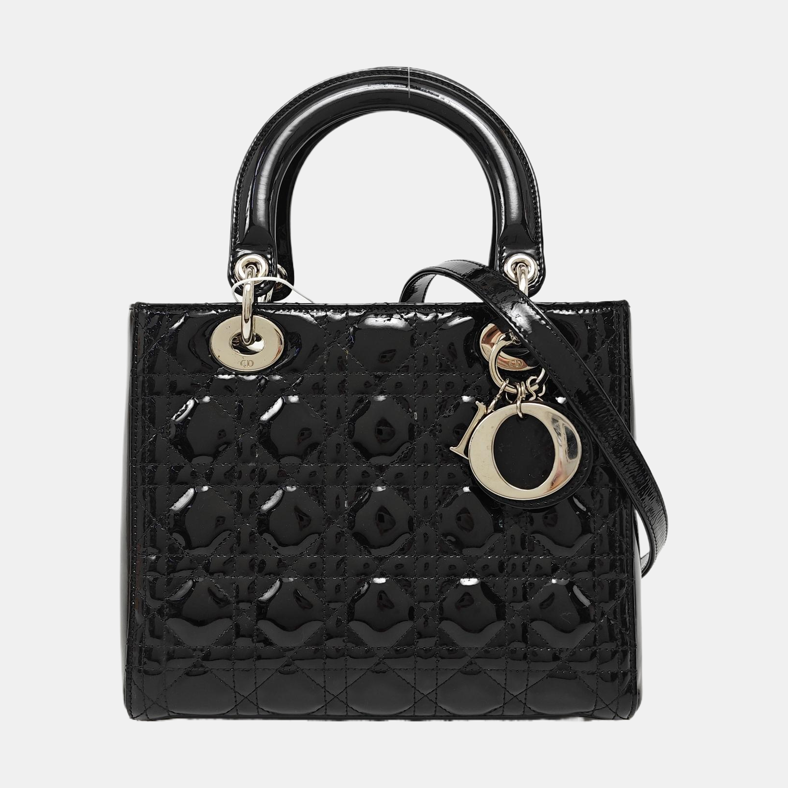 Lady Dior Medium Cannage Patent Leather Black