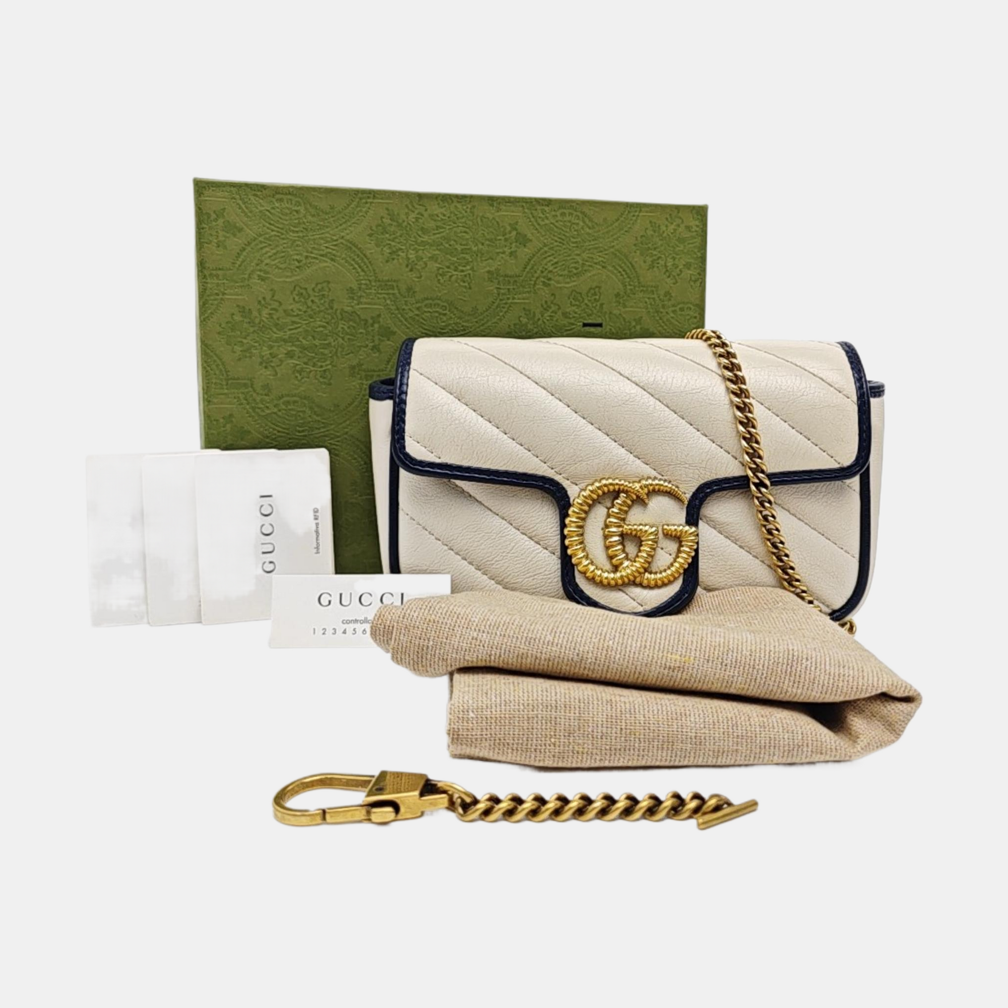 GG Marmont Super Mini Quilted Calfskin White